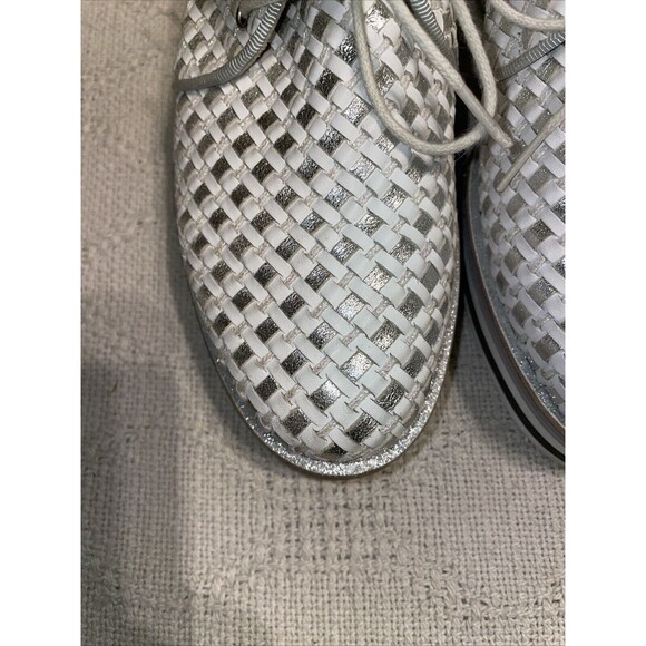 Pertini Women’s Casual Sneakers Size 35 U.S. 4 M White Silver Leather Athleisure - Picture 8 of 12